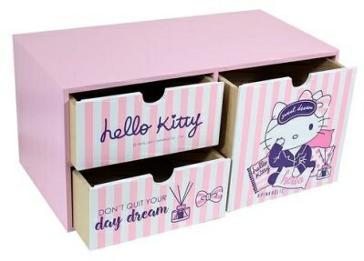 【震撼精品百貨】Hello Kitty 凱蒂貓 HELLO KITTY粉紅橫式三抽櫃-睡覺*38727 震撼日式精品百貨