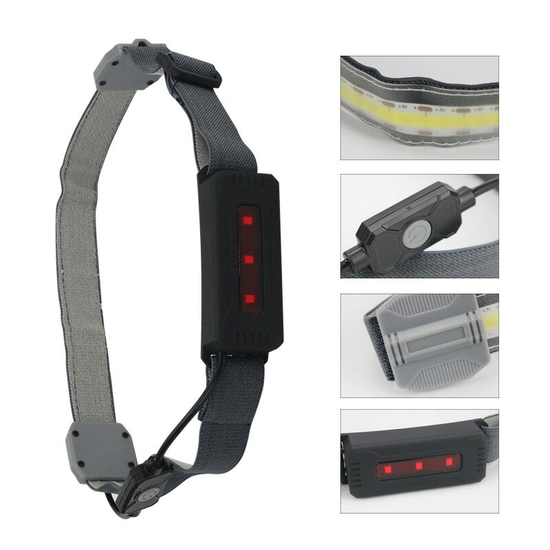 COB泛光貼片USB充電頭戴式運動頭燈戶外夜跑便攜跑步露營夜釣警示