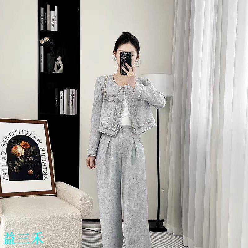 套裝香風2024休閑春秋新款外套洋氣小個子女裝時尚氣質兩件套-益三禾