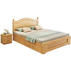 優樂悅~實木床1.5米現代簡約歐式雙人床主臥家用經濟出租房木床單人床