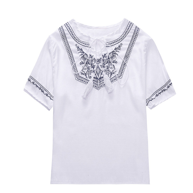 FINDSENSE G5 韓國時尚 夏季 清涼 短袖 休閒 舒適 刺繡 T恤 上衣