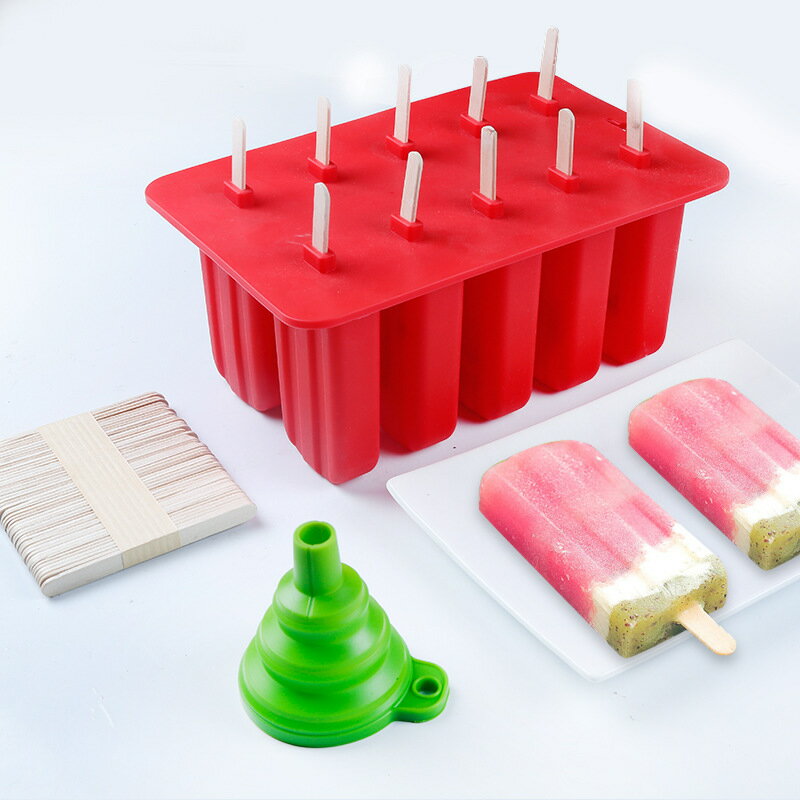 雪糕模具 冰棒盒 冰棍模具 10連冰激凌雪糕模冰 創意冰棒磨具 冰棍製冰盒