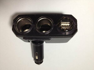 權世界@汽車用品 折疊式 USB+2孔點煙器 電源插座擴充器 LED藍光 直插可調式 SR-313