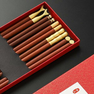 紅檀木筷子高檔家用金屬頭一人一筷專人專用家庭高顏值高端分餐筷