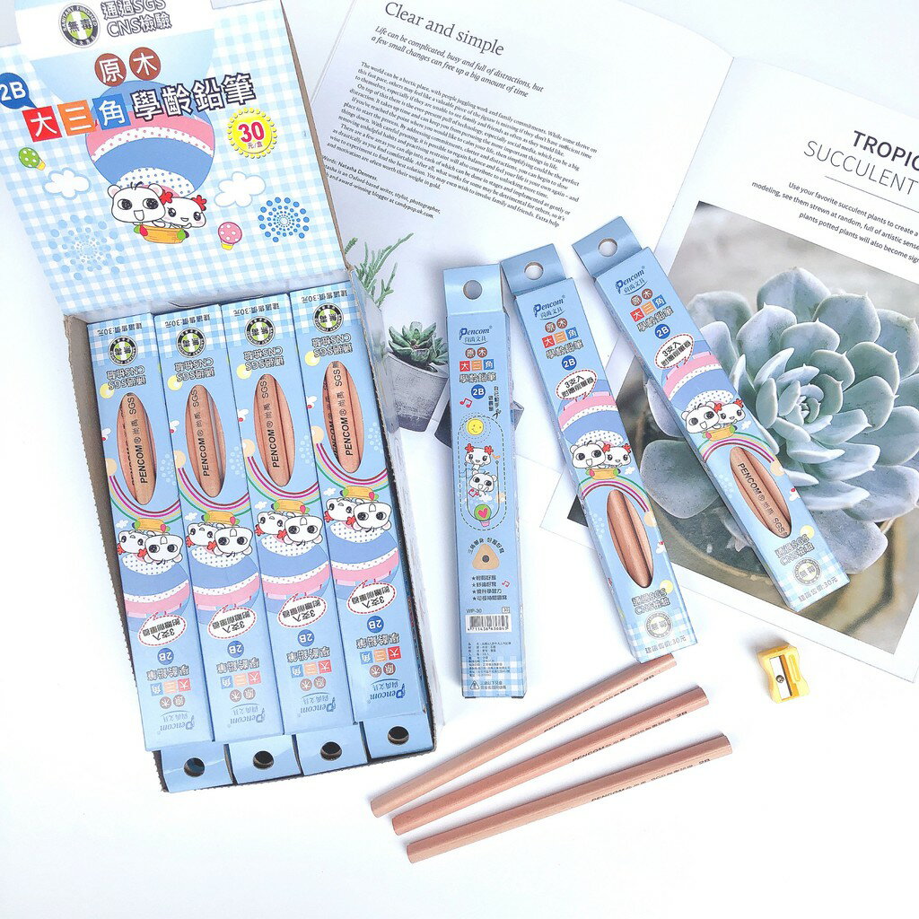 Pencom尚禹 WP-30 3入原木大三角學齡鉛筆2B