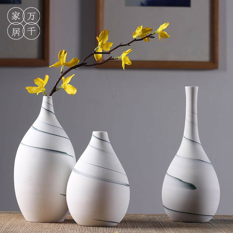 景德鎮陶瓷小花瓶擺件現代新中式客廳博古架玄關桌干花家居裝飾品1入