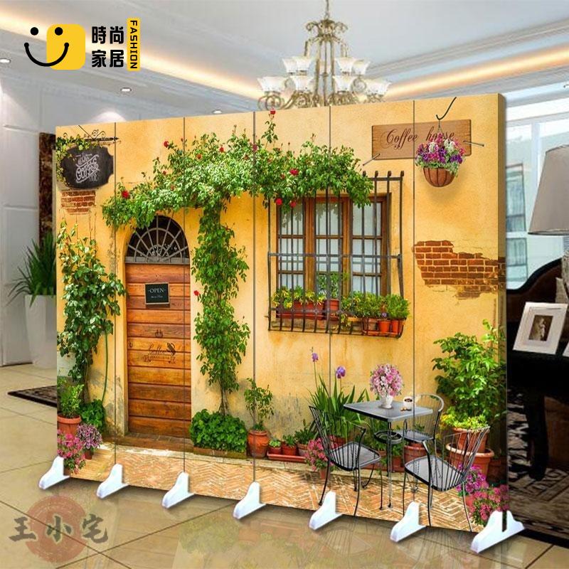 工廠直銷 【裝飾隔斷屏風 加贈底座】屏風隔間屏風玄關酒吧餐廳隔斷客廳臥室試衣間移動摺疊歐式咖啡街景遮擋 甄選優品特惠/工廠現貨直銷 全館折扣 售後保障 s546