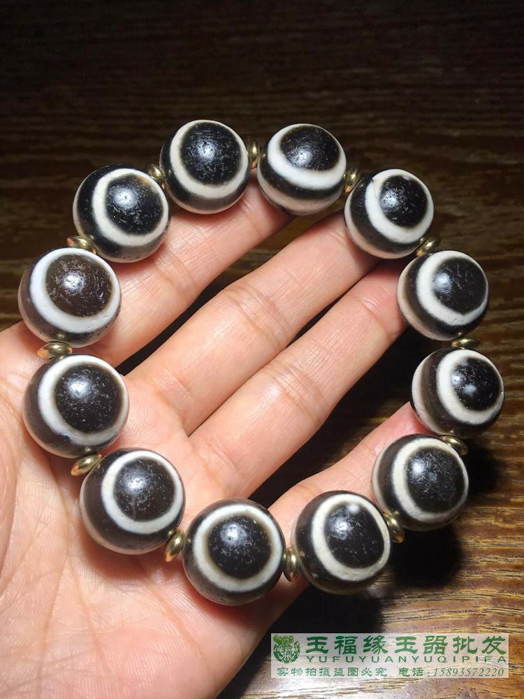 風化老瑪瑙西藏珍品九眼頁巖類天珠天眼石手串佛珠四線男款手鏈| 協貿