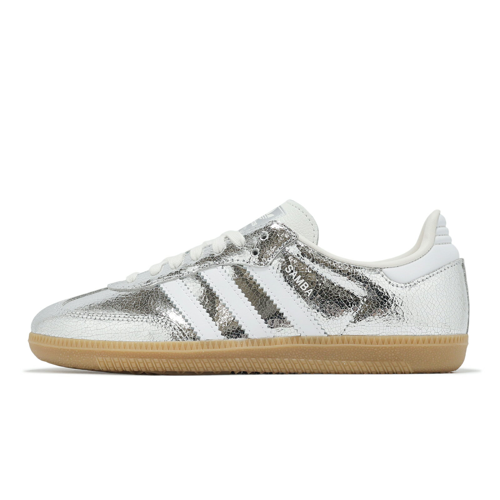 adidas 德訓鞋 Samba OG W 女鞋 銀 白 復古 休閒鞋 爆裂紋 愛迪達 JR0035