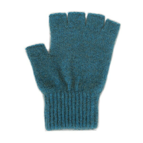 紐西蘭貂毛羊毛手套*超輕暖*露指手套*藍綠色