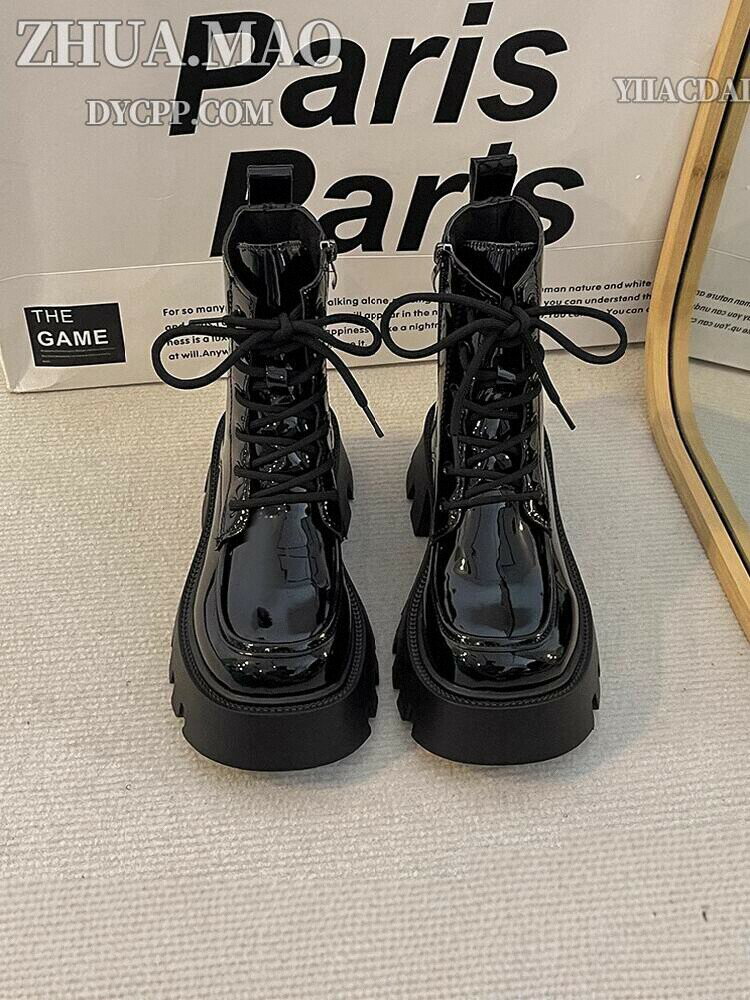 爆款馬丁靴女2024秋冬新款小個子厚底甜酷短靴子英倫風系帶單靴潮【雲木雜貨】