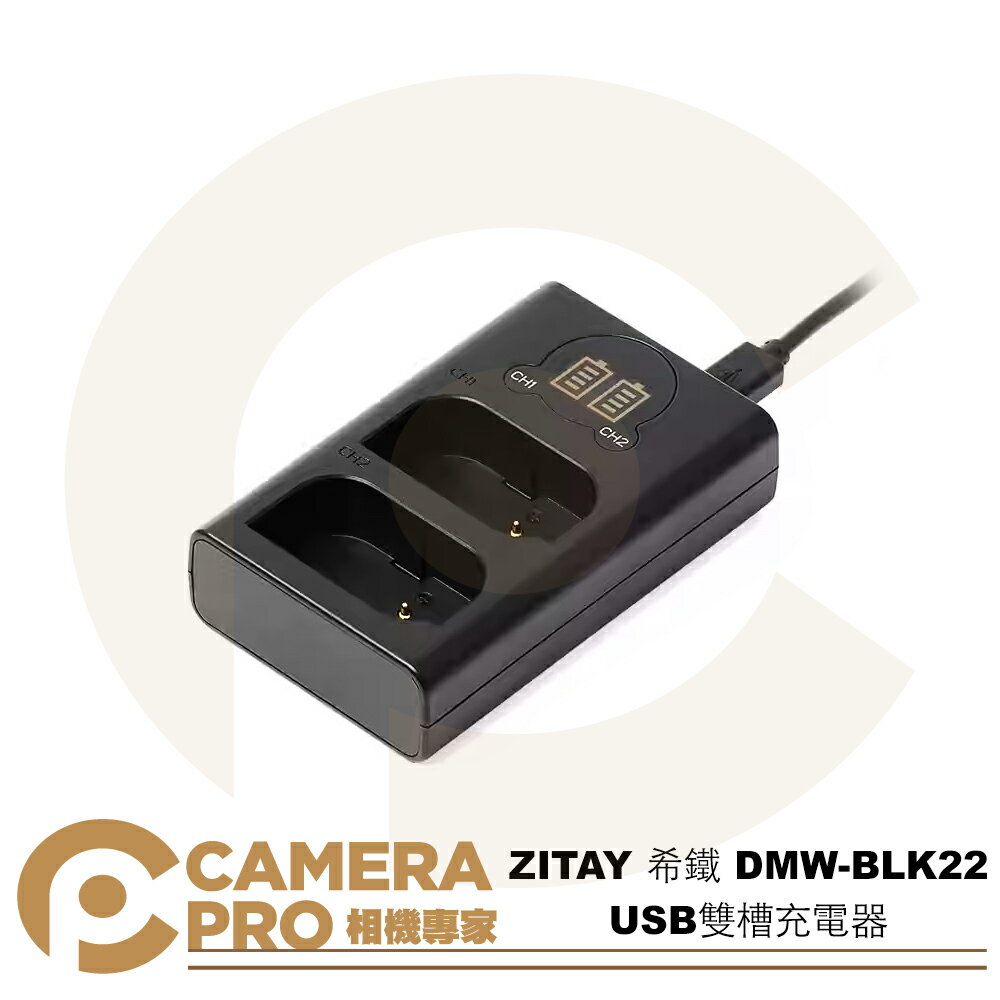 ◎相機專家◎ ZITAY 希鐵 DMW-BLK22 USB雙槽充電器 支援Type-C快充 雙充座 BLK22 可視電量【跨店APP下單最高20%點數回饋】
