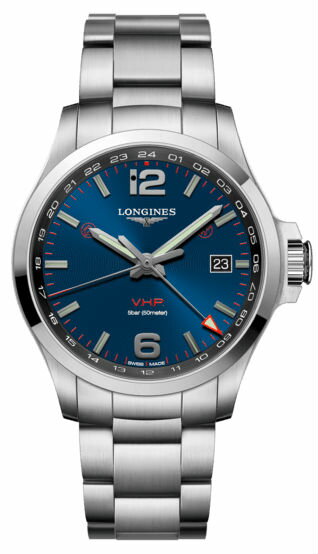 LONGINES浪琴錶 L37284966 Conquest V.H.P. GMT機械腕錶/藍面43mm