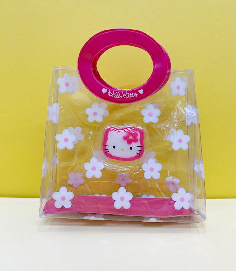 【震撼精品百貨】Hello Kitty 凱蒂貓 kitty 手提袋/收納防水袋-透明小花#36488 震撼日式精品百貨