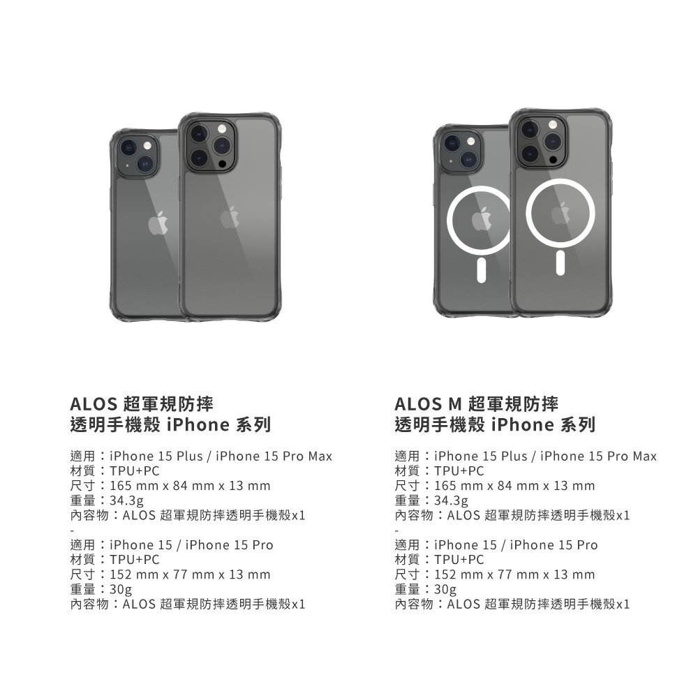【MagEasy】iPhone 15 系列 ALOS 永不發黃軍規防摔透明手機殼/防摔殼/保護殼 4