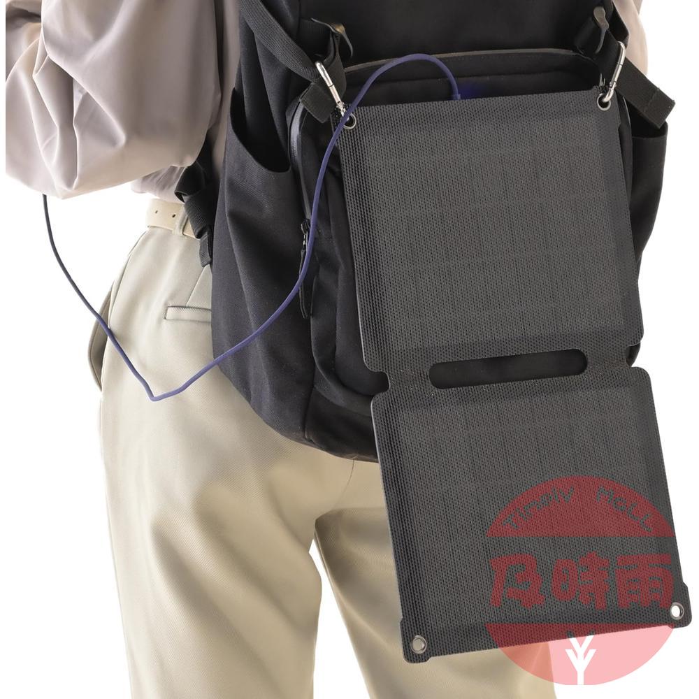 【日本代購】YAMAZEN ELEIN 10W 折疊式太陽能充電板｜ETFE 防水防塵｜USB‑A  DC 輸出｜輕便折疊＋登山扣