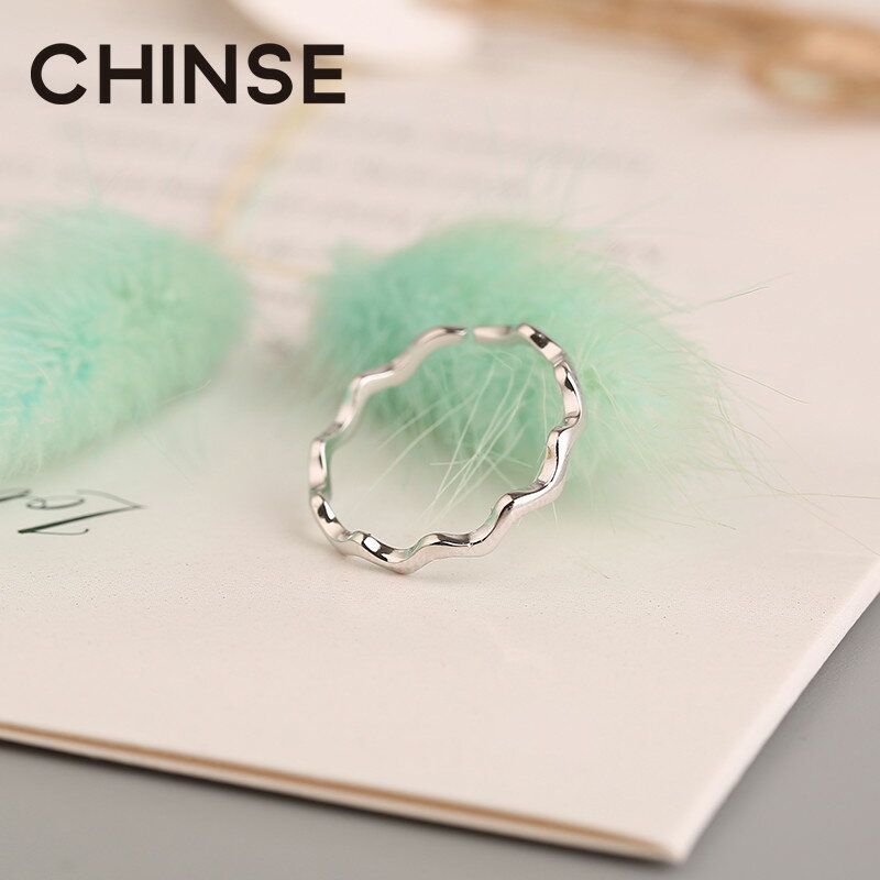 傾色925純銀ins風復古小眾品牌豬鼻開口戒指女潮波浪開口簡約氣質 3