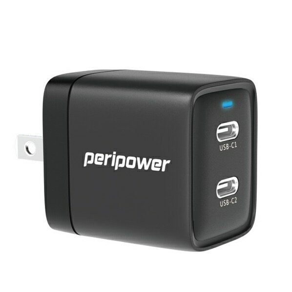 權世界@汽車用品 PeriPower GaN 氮化鎵 40W 雙USB-C(Type-C) PD 快速充電器 iPhone 15適用 PS-01