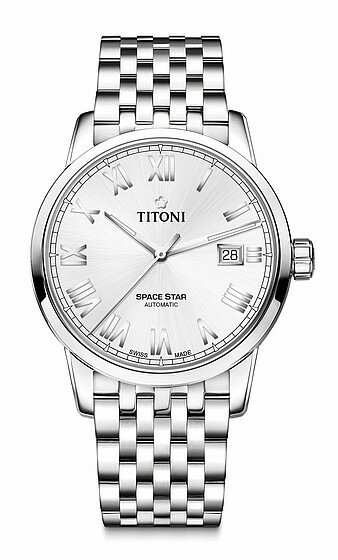 TITONI瑞士梅花錶天星系列83538S-561經典羅馬腕錶/銀40mm