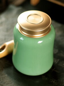 龍泉茶葉罐陶瓷金屬蓋便攜家用青瓷密封罐普洱茶葉存儲罐存茶倉罐