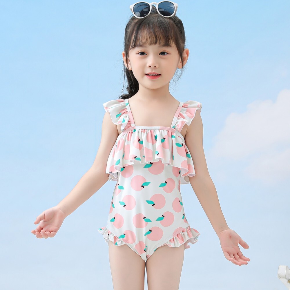 兒童泳衣女新款亞馬遜歐美寶寶嬰兒泳裝女童連體遊泳衣ins鑫弘-戶外運動