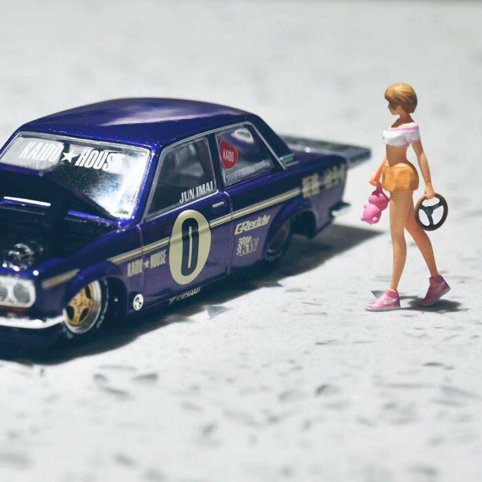 jc mart 1/64人偶JDM妹子非塗裝成品白模小車場景拍攝擺設公仔