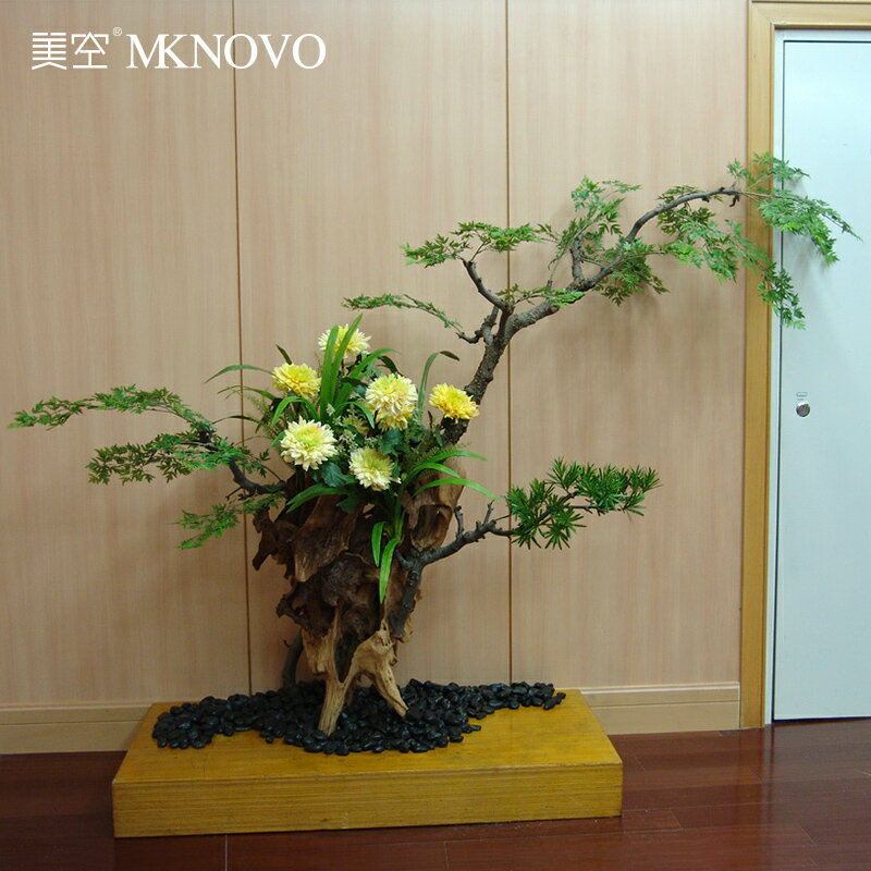 美空枯木枯根藝術楓葉楓樹老樁盆景植物室內落地模擬綠植裝飾擺件