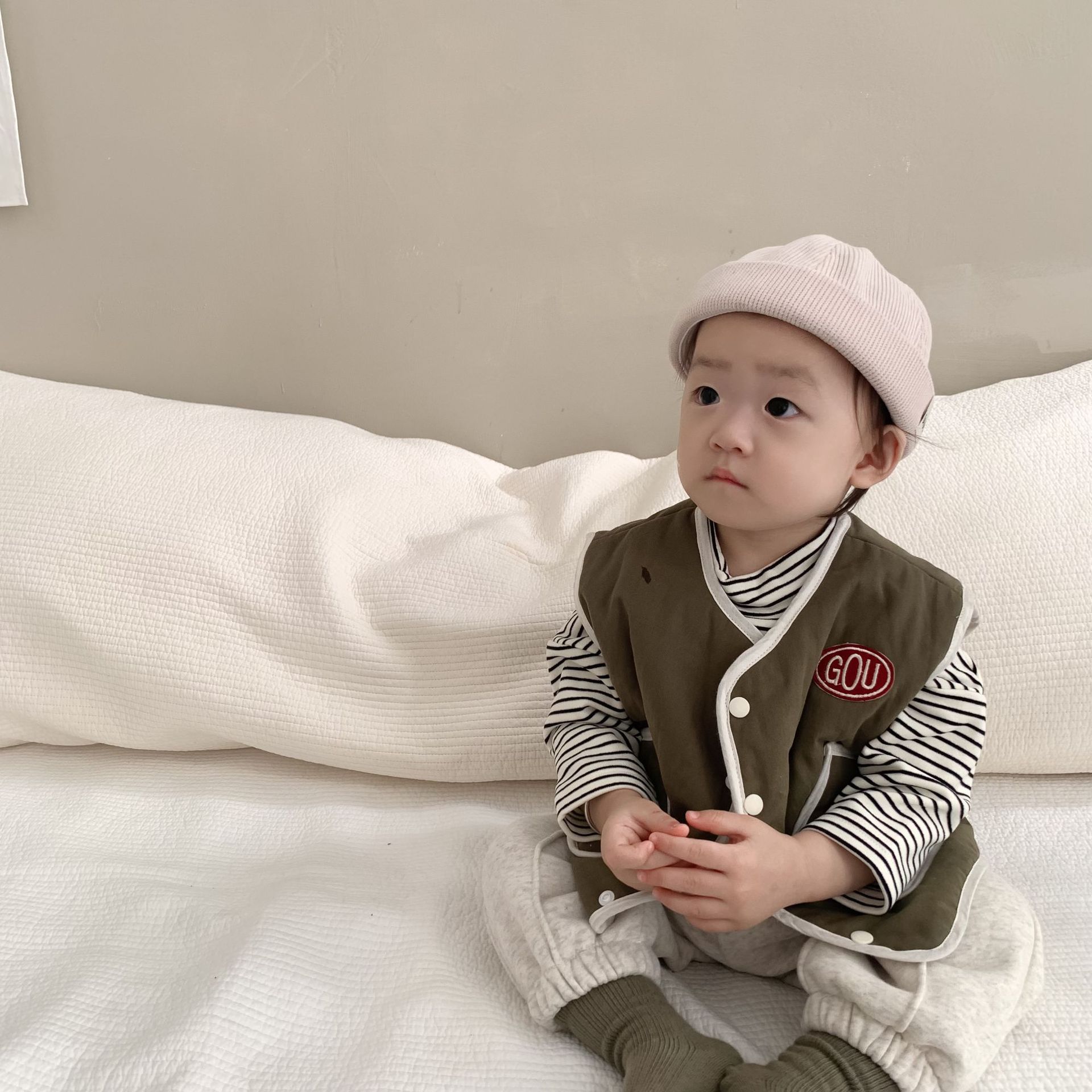 嬰童外出衣服春秋款韓版童裝兒童春裝嬰兒套裝寶寶馬甲打底衫套裝