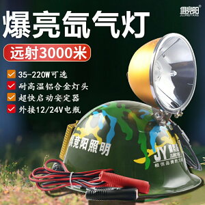 疝氣頭燈12V超亮強光戶外頭戴式220W聚光遠射釣魚頭盔氙氣探照燈