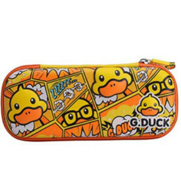 PSYDUCK小黃鴨皮面文具盒可愛有趣文具盒收納貼紙創意學生萌趣
