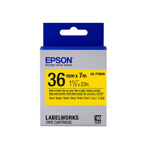EPSON 耐久型系列 LK-7YBVN 黃底黑字 36mm 標籤帶 S657411 適用 LW-Z900/LW-900P/LW-1000P/LW-Z5000