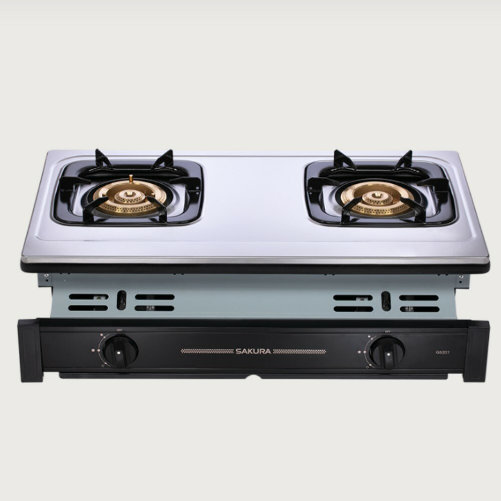 櫻花一級能效崁入式雙口不鏽鋼瓦斯爐天然/液化/G6201S 全省免費基本安裝(離島及偏遠鄉鎮市除外)
