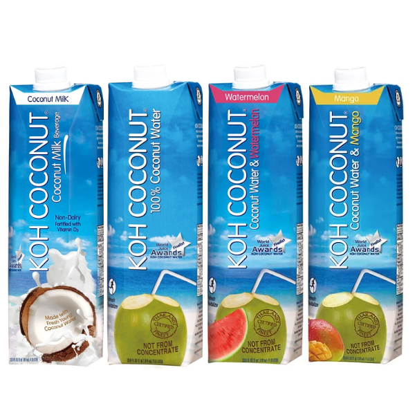 KOH COCONUT 酷椰嶼椰子汁系列1000ml x 12入 (椰子汁/椰子芒果汁/椰子西瓜汁/椰奶) 免運 公司貨