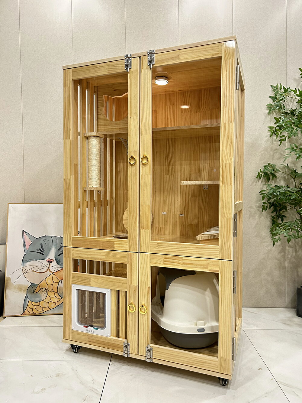 【台灣現貨】防水實木貓櫃 貓籠 貓籠子 豪華貓別墅 貓屋 貓房子 大貓籠籠子 室內貓房 貓公寓貓舍 4