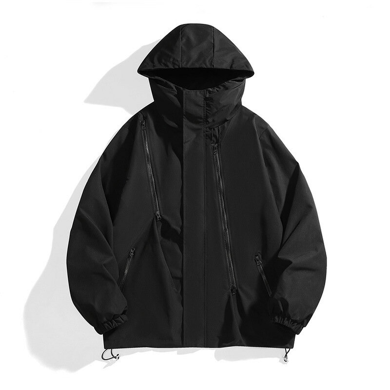 衝鋒衣防風外套-連帽防風防水多拉鏈男夾克4色74it22【米蘭精品】【獨家進口】