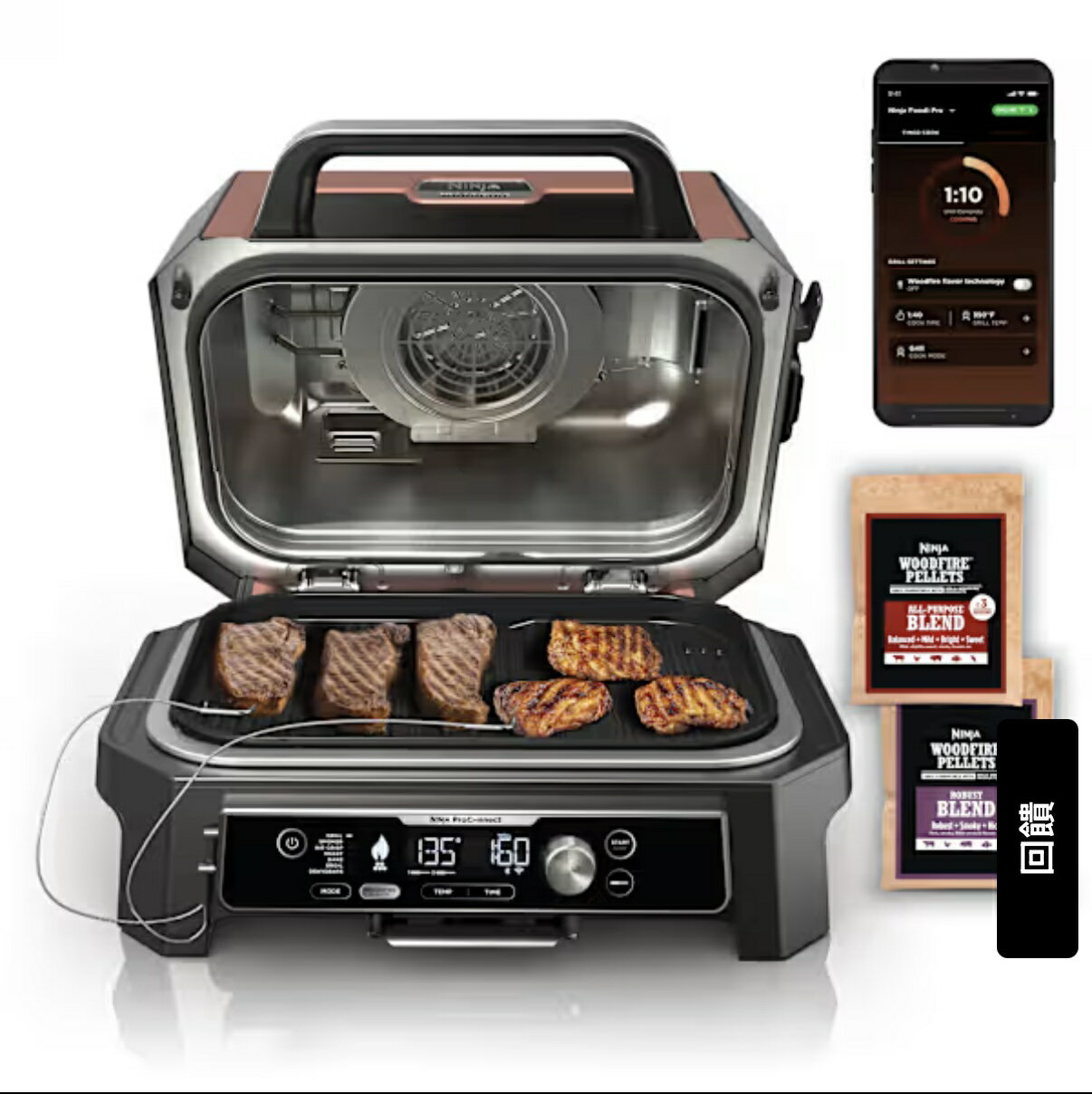 美國直送 Ninja Woodfire Pro Connect™ Premium XL 戶外燒烤和煙熏器  og952
