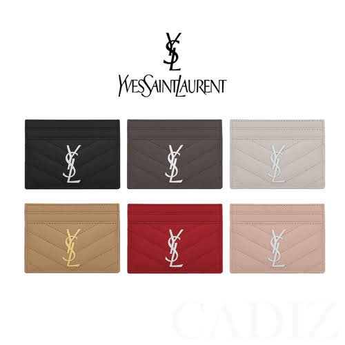 法國真品 Yves Saint laurent YSL 經典黑色荔枝皮卡夾