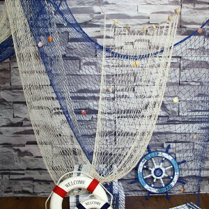 地中海粗線裝飾漁網酒吧墻飾房間掛件魚網幼兒園DIY創意家居壁飾