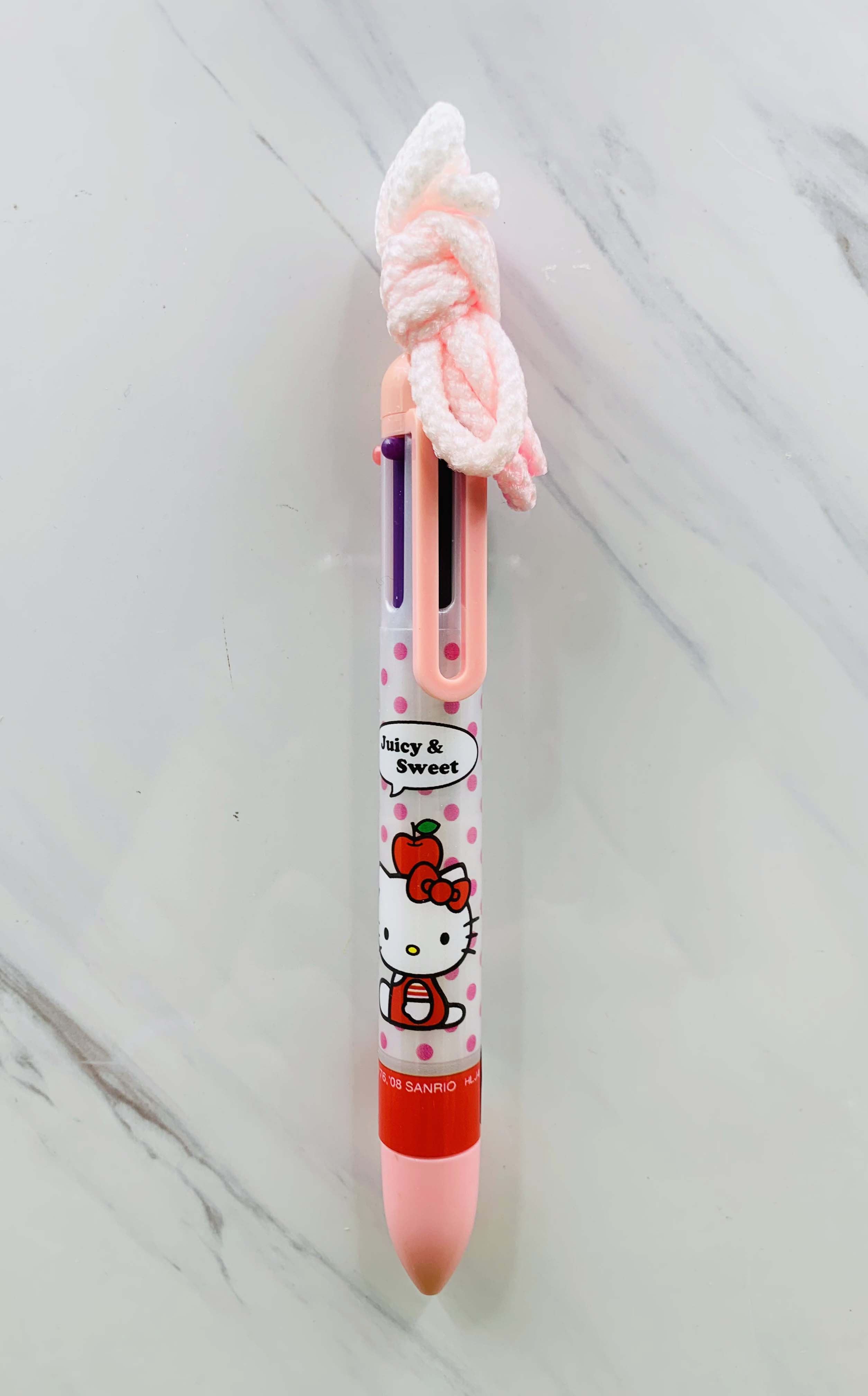 【震撼精品百貨】Hello Kitty 凱蒂貓~日本SANRIO三麗鷗 KITTY多色原子筆-6色-蘋果圖案-粉色