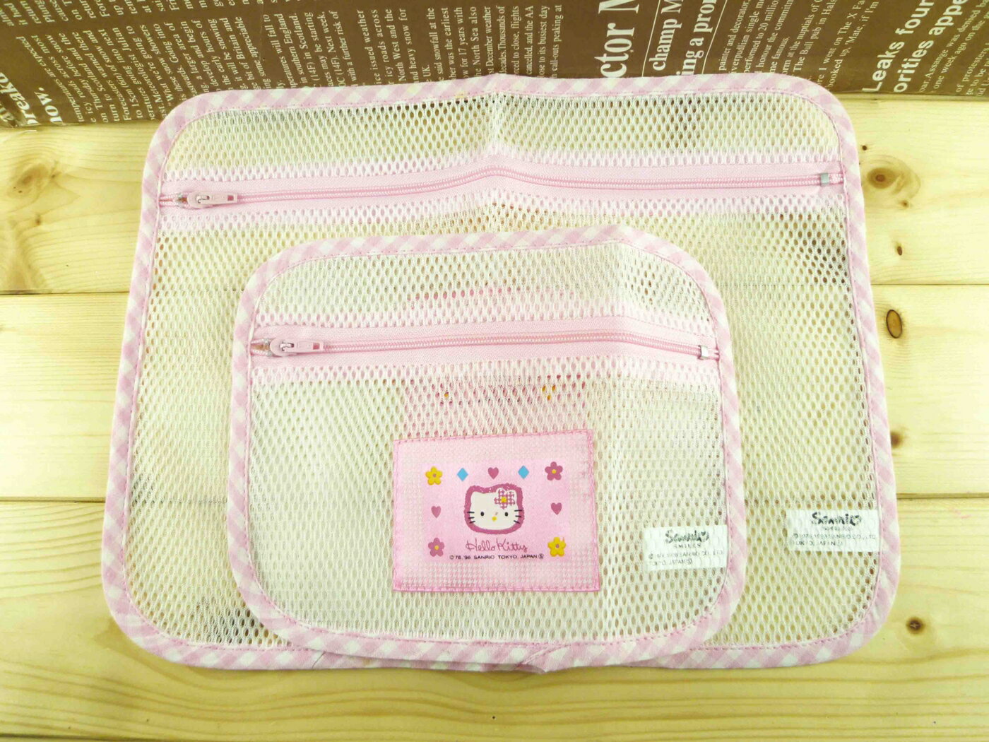【震撼精品百貨】Hello Kitty 凱蒂貓 收納整理袋-2入置物網袋(粉) 震撼日式精品百貨