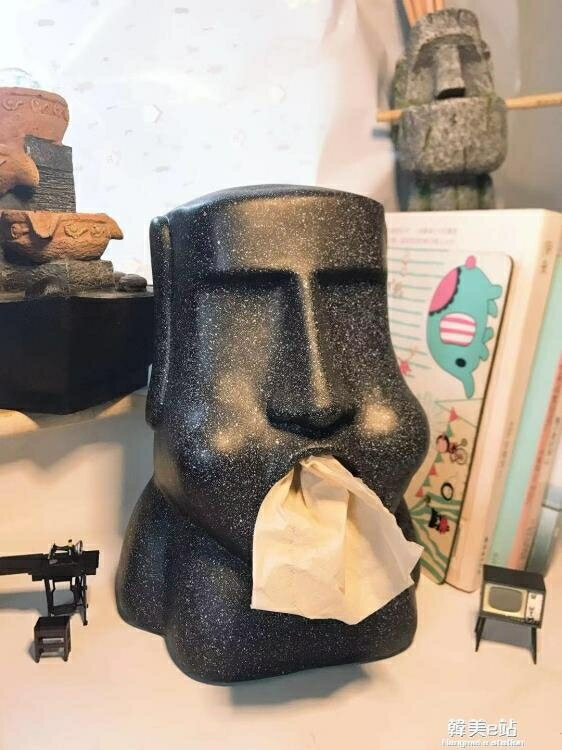 摩艾石人像紙巾盒創意餐桌客廳紙巾抽個性搞怪復活島moai抽紙盒 全館免運