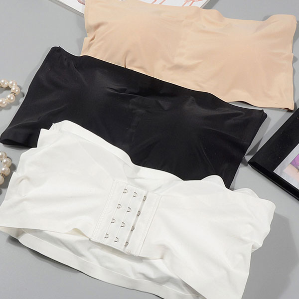 萊卡不滑落 小可愛 冰涼絲 平口 棉 胸圍可調 無痕內衣 爆乳 罩杯 胸墊可拆 一字領 露肩 黑白膚 ANNA S. 1