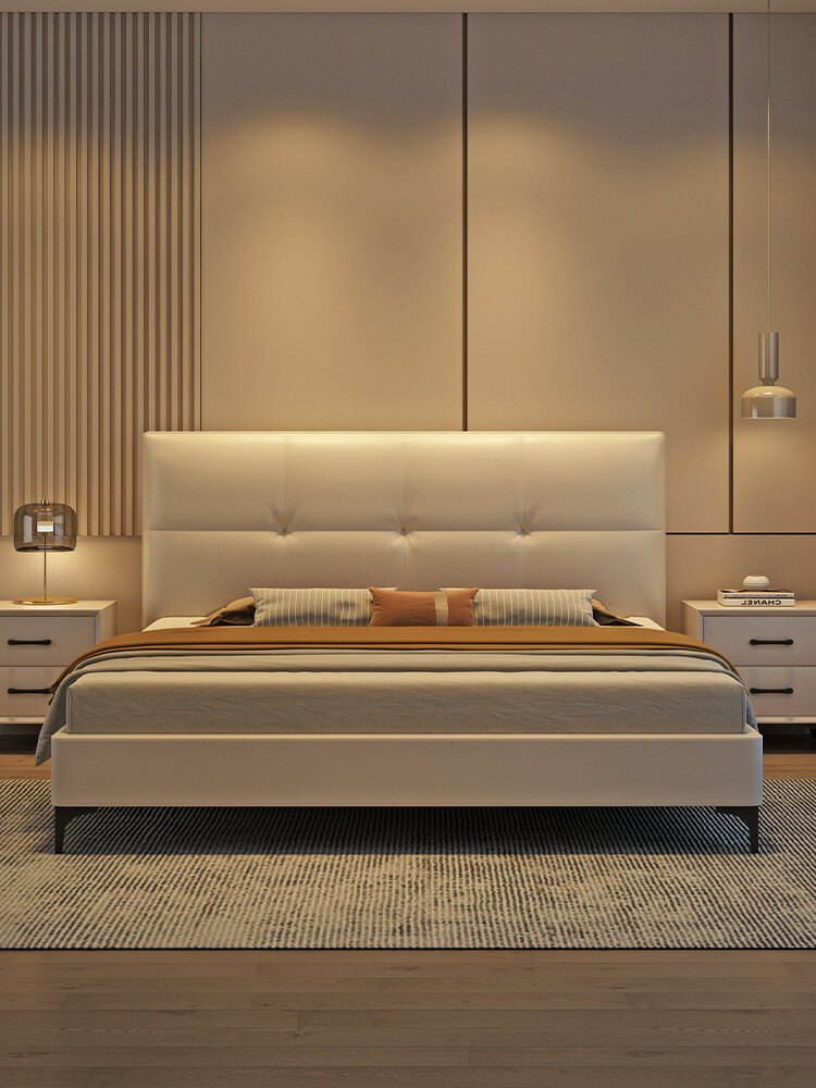 優樂悅~科技布床輕奢布藝床現代簡約小戶型雙人齊邊ins軟包1.5米主臥床