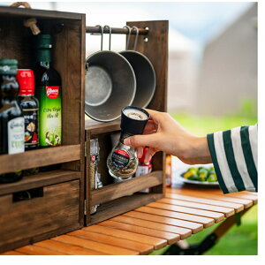 美麗大街【111111147】自然風 多層調料罐櫃 戶外露營野餐燒烤用品調料盒 木收納箱