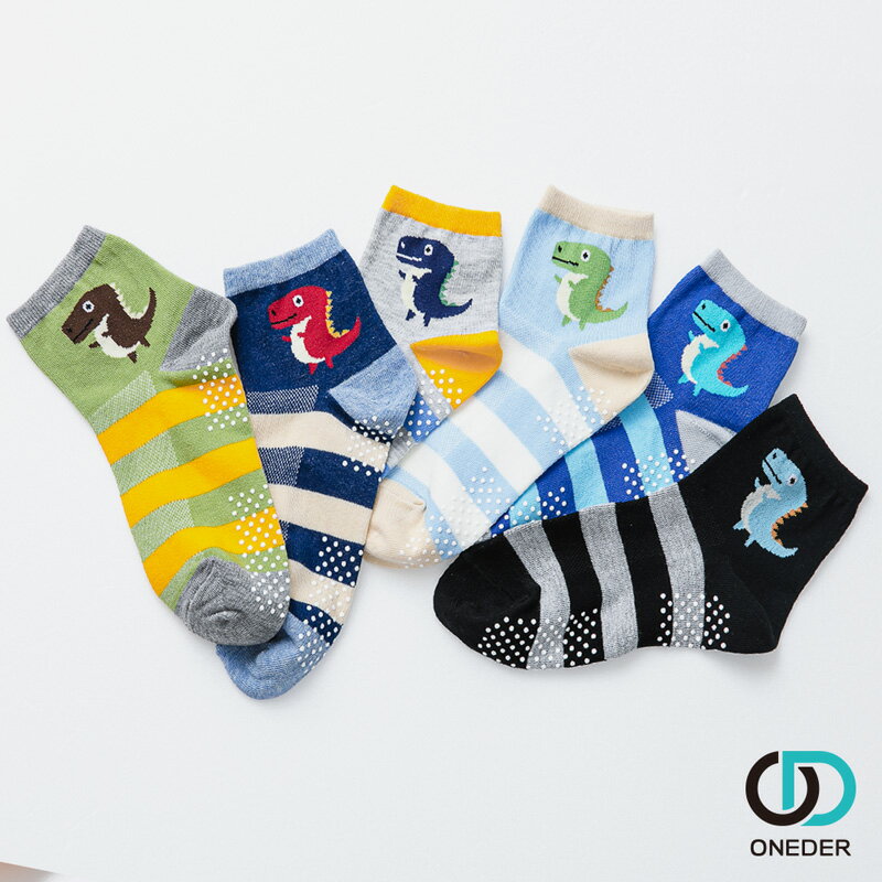 【ONEDER旺達】恐龍童襪 1/2襪-3雙組 OD-A702 (組合包)