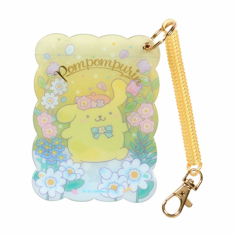 asdfkitty*布丁狗 鮮花 票卡套附線圈鑰匙圈 證件套 悠遊卡套-日本正版商品