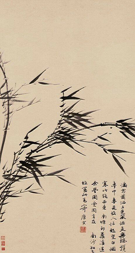 仿古畫名畫復製品明唐寅風竹圖中國畫花鳥畫名人字畫墨竹圖水墨畫