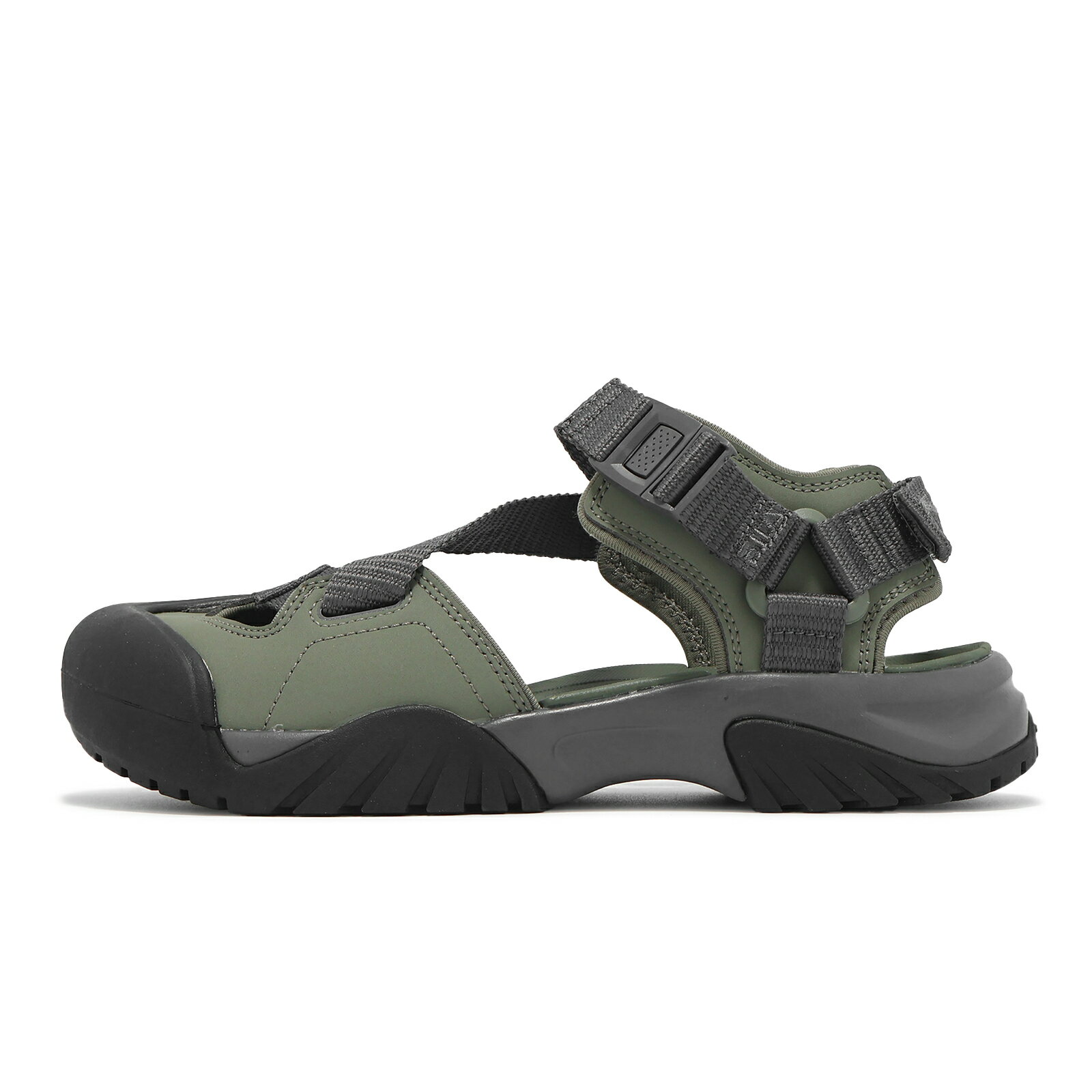 Fila 涼鞋 PEITO SD 男鞋 女鞋 黑 軍綠 魔鬼氈 緩衝 包頭 涼拖鞋 斐樂