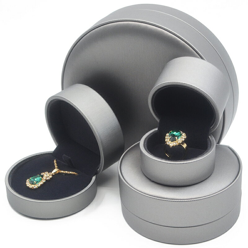 新款半圓拉絲PU皮珠寶首飾包裝盒飾品盒耳釘戒指盒大項鏈手鐲推薦