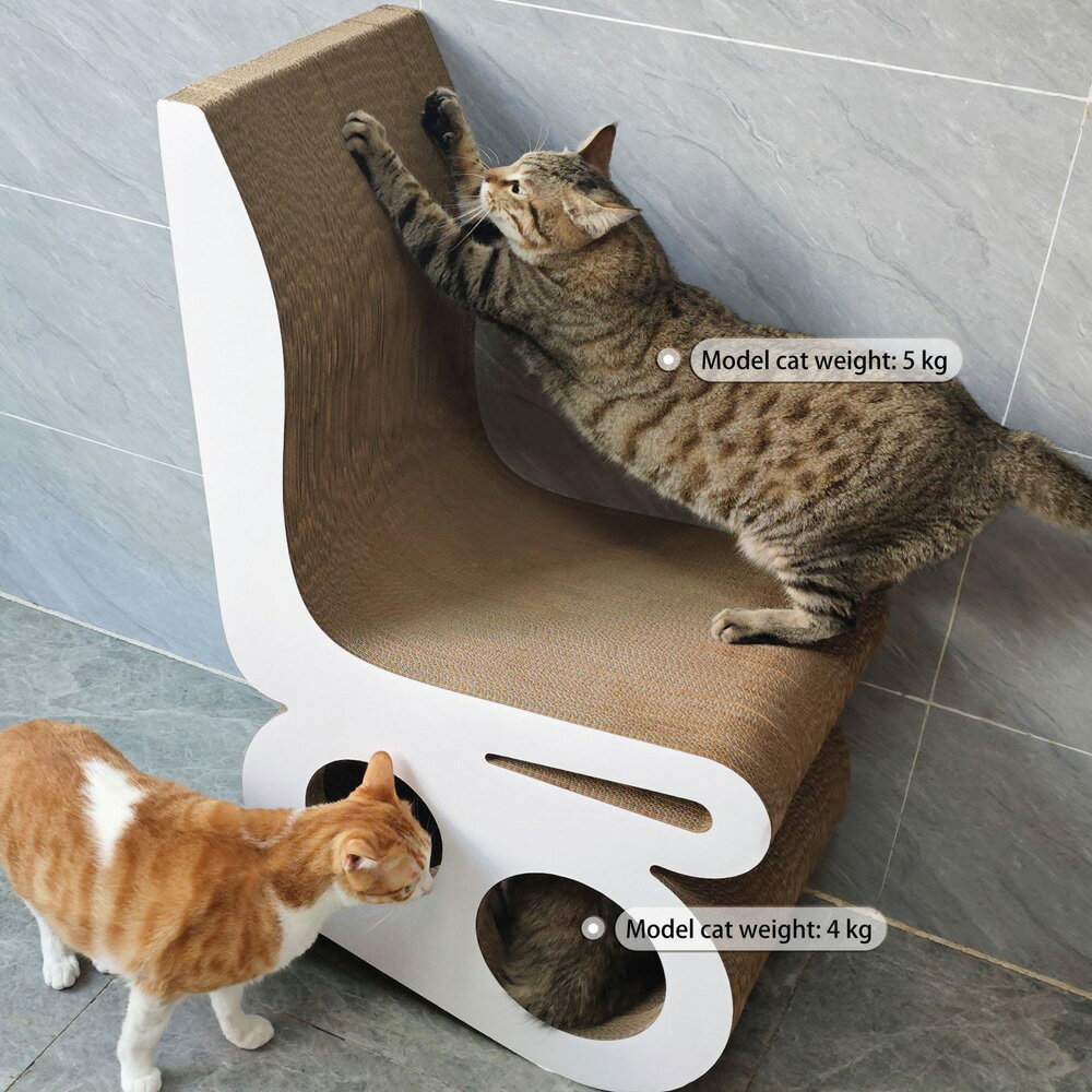 【台灣現貨】加高加大貓抓板 椅子磨爪板 貓抓神器 加強耐用耐磨 白色貓咪睡椅子 1